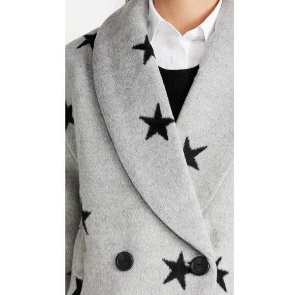 AVEC FILLES Shawl Collar Star Print Oversized Double Breasted Cocoon Coat XL NEW - Picture 5 of 11